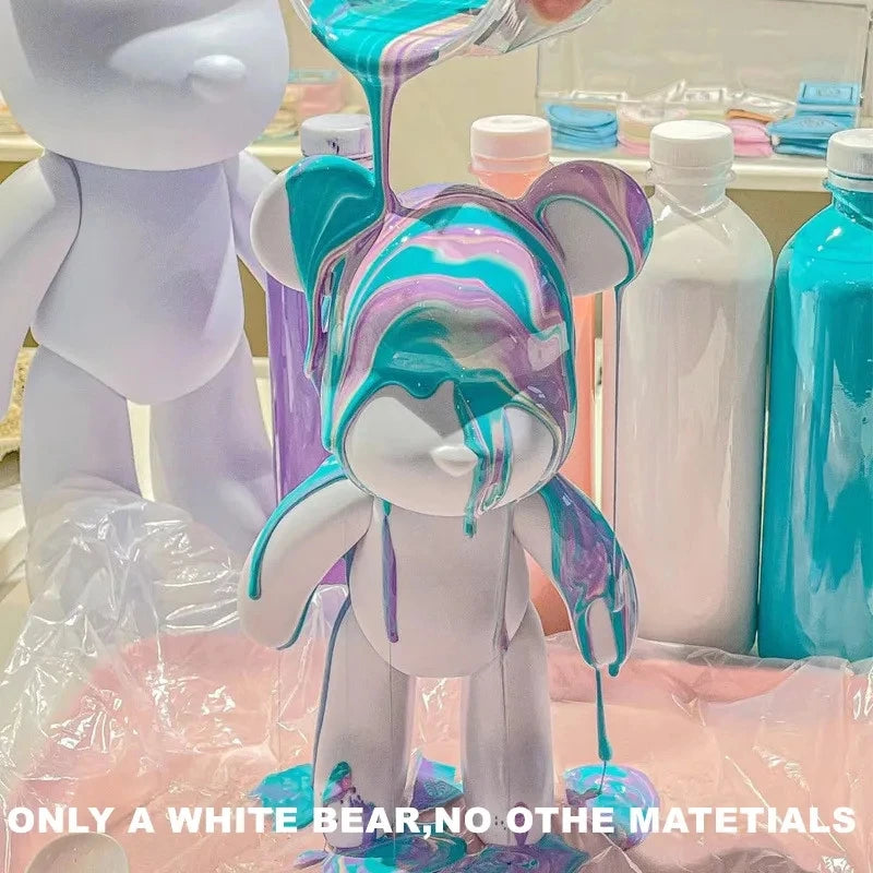 DIY Fluid Bear Sculpture Handmade Bearbrick Doll Ornaments Violent Bear Graffiti Painting Parent child Toy Gift Home Decoration