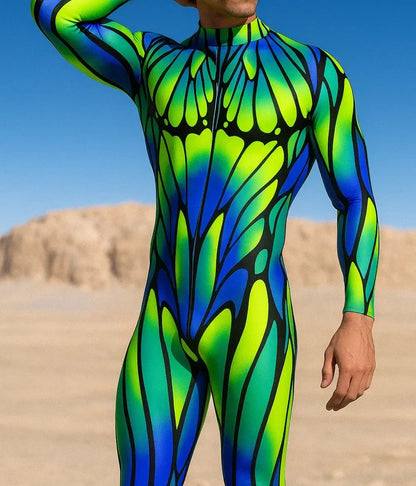 Men Halloween Cyber Punk Jumpsuit Adults Mechanical Cosplay Perfermence Bodysuit Carnival Party 3D Print Cycling Zentai