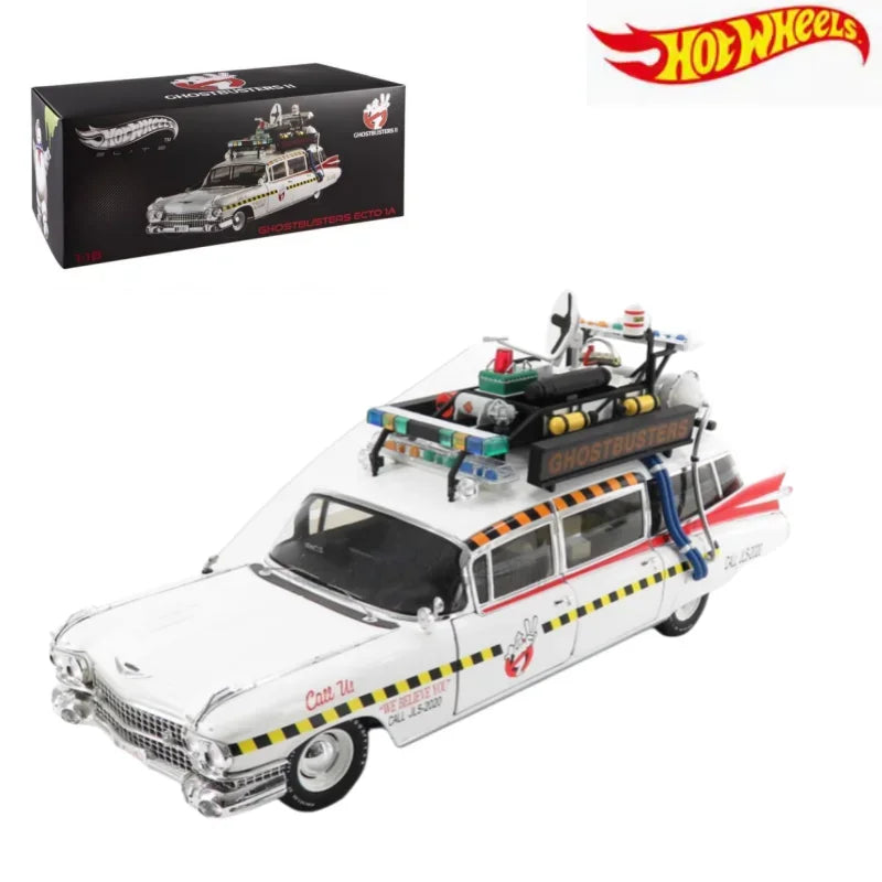 1:18 Ghostbusters ECTO-1A Ghost Car Fine Alloy die-cast miniature simulation car model, adult decoration, boy toys, adult gift