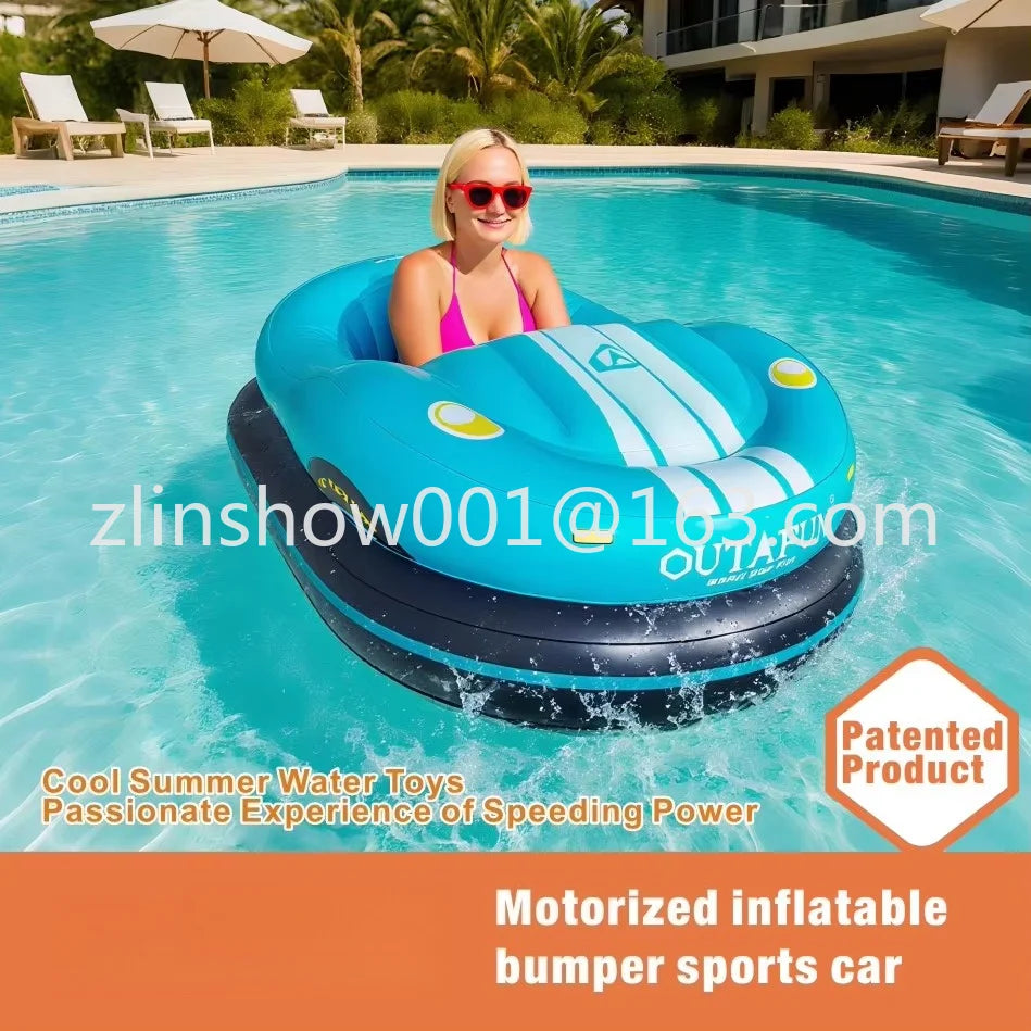 Inflatable Bumper Car Motorized Pool Float with Lake Float Tube PVC Material 1 Passenger Adult Pool Toy Water Amusement