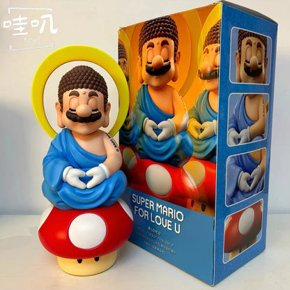 Super Mario cosplay Buddha plumber creative trendy doll desktop figurine large ornament