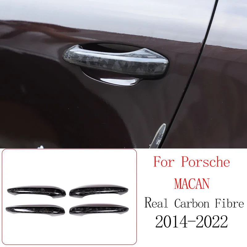 Real Carbon Fiber For Porsche Macan 2014-2020 Inner Door Central Control Gear Panel Cover Door Sill Trim Stickers Accessories