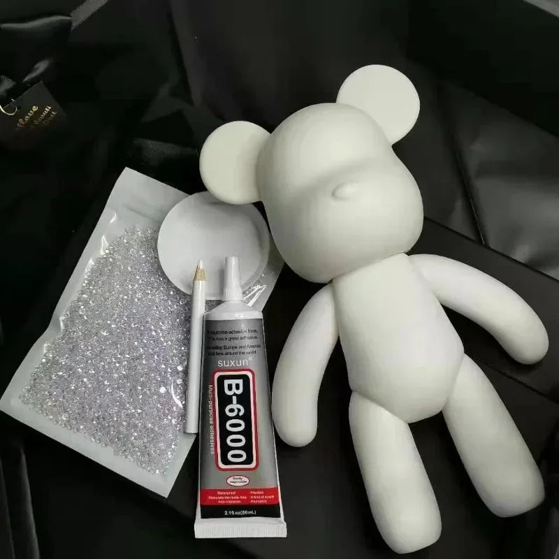 DIY Self-Adhesive Crystal Bear Figure Rhinestone Diamond Glitter Applique Bear Figurine Doll Toy Decoration Desk Accessories