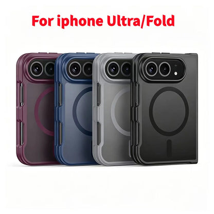 For iPhone 18 Fold Matte Magnetic Case, Compatible For MagSafe Drop Protection Translucent Cover For iPhone 18 Duo