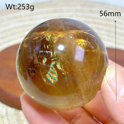 Healing Natural Crystal Brazil Smokey Citrine Quartz Sphere Rainbow Polished Ball High Quality Precious Home Decoration Gift