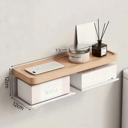 Nordic Luxury style Wooden Wall Mounted Tissue Holder Without Punching Toilet Paper Holder Home Decoration Bathroom Accessories