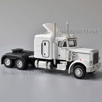 1:50 Diecast Model Semi Truck Toys Peterbilt 389 Tractor Vehicle Miniature Replica Pull Back Sound Light