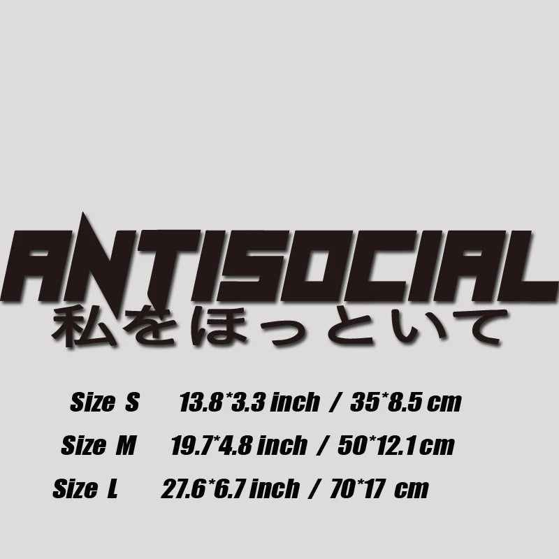 JDM Style 'ANTISOCIRL' Vinyls Decal, Windshield Rear Window Decal Car Sticker Banner, High Quality for Car Truck & LAPTOP!