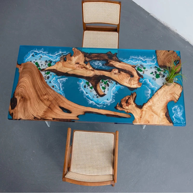 Stunning Epoxy Resin Live Edge Wood Table, Unique Handmade Art Piece for Dining Room, Office, Natural Wood and Resin ,Customized