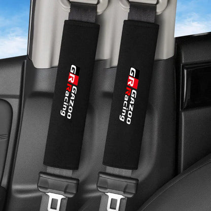 2Pcs Car Seat Belt Cover Suede Fluff Breathable Protection Pad For GR Sport Gazoo Racing RAV4 C-HR RZ Yaris Mark x Prado