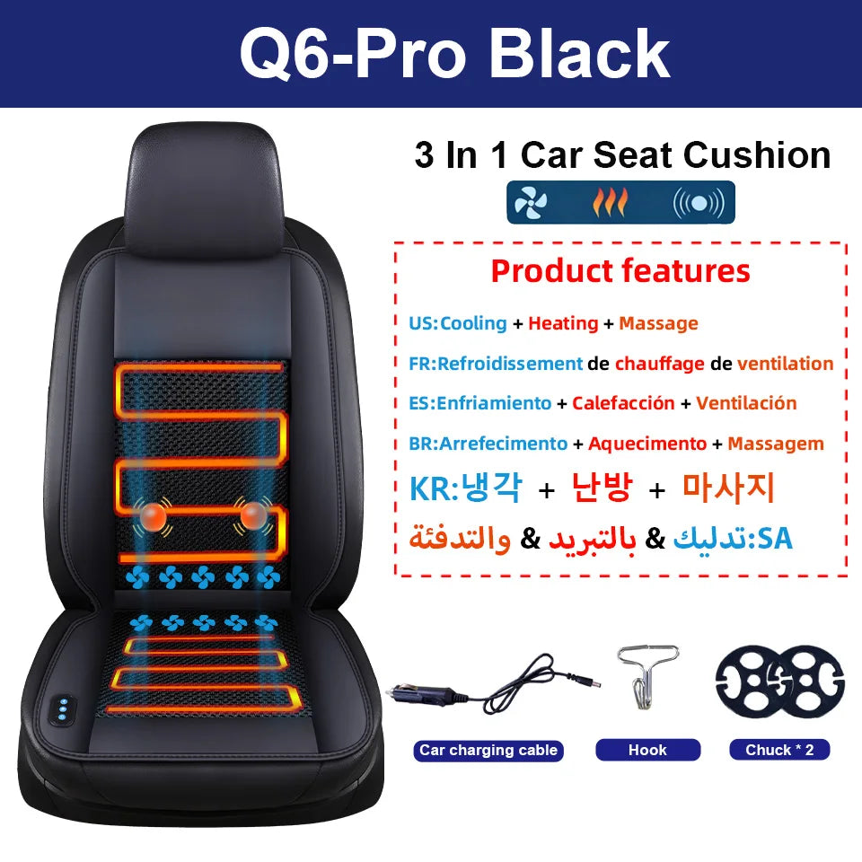 E-ACE 3-in-1 Large Truck 12V&24V Car Mounted Ventilation Cooling Heating Massage Seat Cushion Truck Blowing Cool Seat Cushion