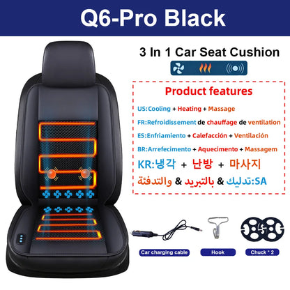 E-ACE 3-in-1 Large Truck 12V&24V Car Mounted Ventilation Cooling Heating Massage Seat Cushion Truck Blowing Cool Seat Cushion