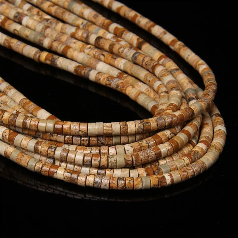 New Fashion Flat Disc Round Stone Bead 4x2MM Quartzs Imperial Agat Jaspers Loose Spacer Heishi Beads Jewelry Diy Accessories