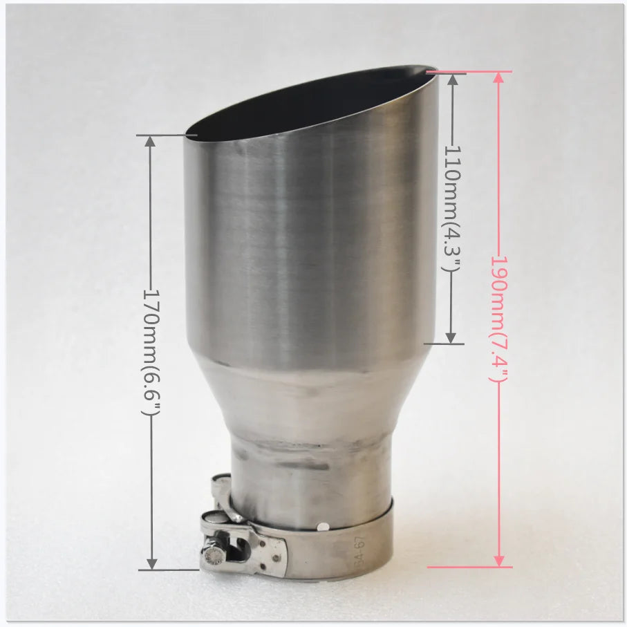 MILLTEK SPORT Universal Car Muffler 304 Stainless Steel Matte Brushed Finish with Pointed Exhaust Tip And Slanted Pipe