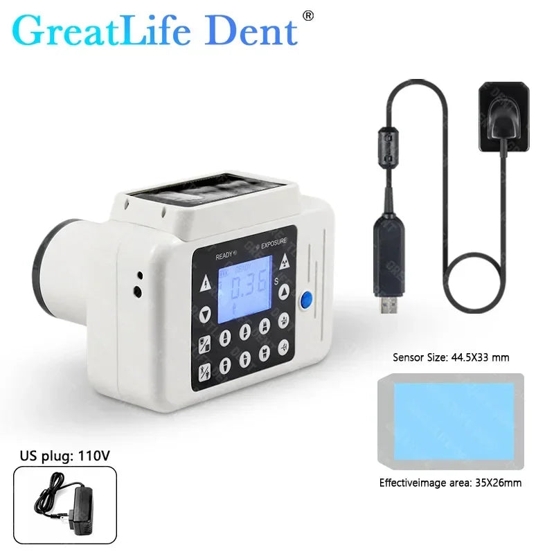 Mexico ES UK In Stock GreatLife Portable Dental X-ray Machine Veterinary Pet X Ray Unit with Built-in Dental Sensor Digital Rvg