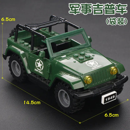 World War II TBS Commandos Military Hammer Armored Vehicle Building Block Kit Military Soldiers Transport Chariot Model Toy Gift