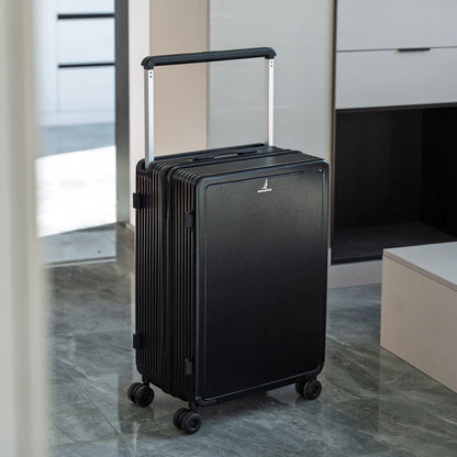KLQDZMS Suitcase Women's Zipper Boarding Box Men's Aluminum Frame Trolley Case 20"24"26"28 Inch Large Capacity Travel Luggage