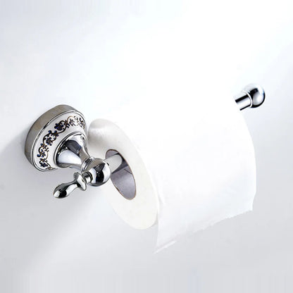 Luxury Towel Rack Wall Mounted Bathroom Accessories Set Ceramic Stainless Steel  Bath Hardware Sets Chrome Toilet Brush Holder