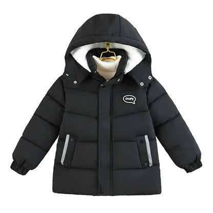 Boys Thickened Jacket Children's Padded Coat Winter Warm Casual Outerwear Kids Hooded Zip-Up Parkas Autumn Fashion Cotton Clothe