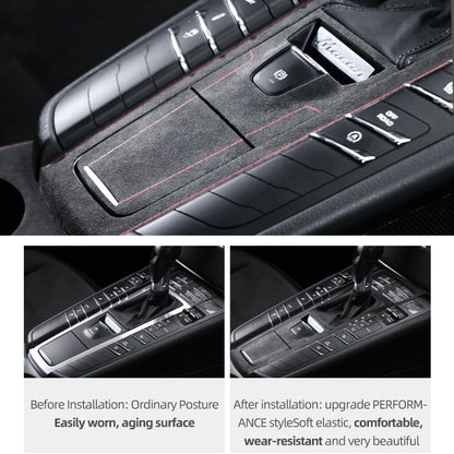 For Porsche Macan 2014-2024 Made of Alcantara Center Console Gear Shifter Panel Trim Sticker Car Interior Tuning Accessories