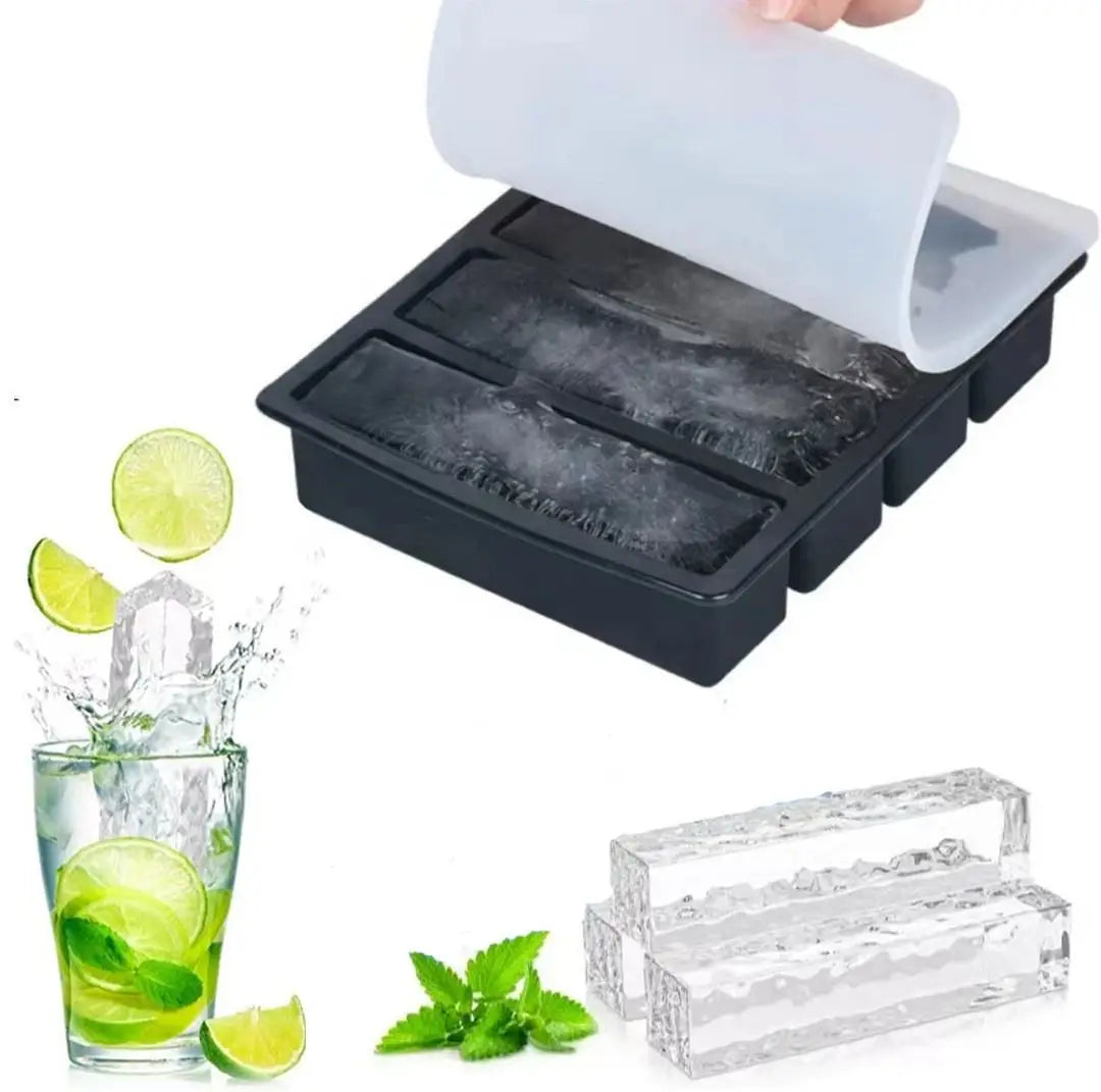Silicone Ice Mold A box Of Six Bars With A Lid Ice Tray Home Long Tumbler Kitchen Ice Model Juice Mixers Ice-cream Use Dessert
