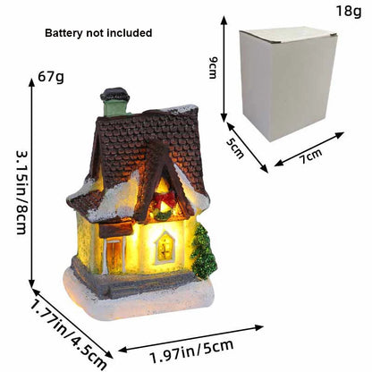 Christmas Ornament Village Houses LED Light Collectible Figurines Snow Blanket Desktop Decoration Town Scene Xmas New Year Gift