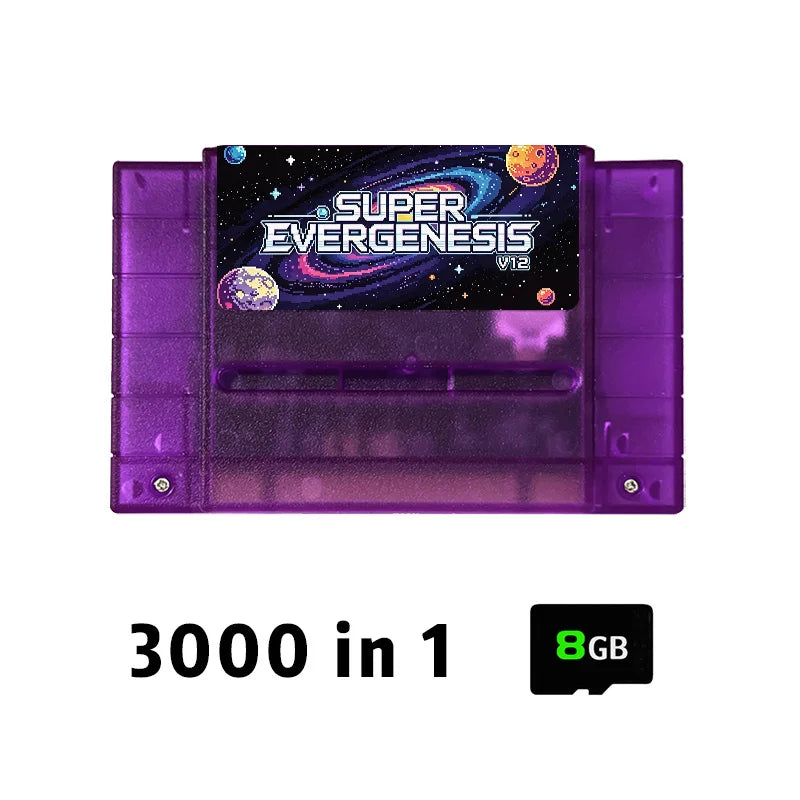 Super EVERGENESIS 3000 in 1 SFC Game Card OS V12 With 8GB TF Card For 16-bit US SNES Video Game Console Game Accessories