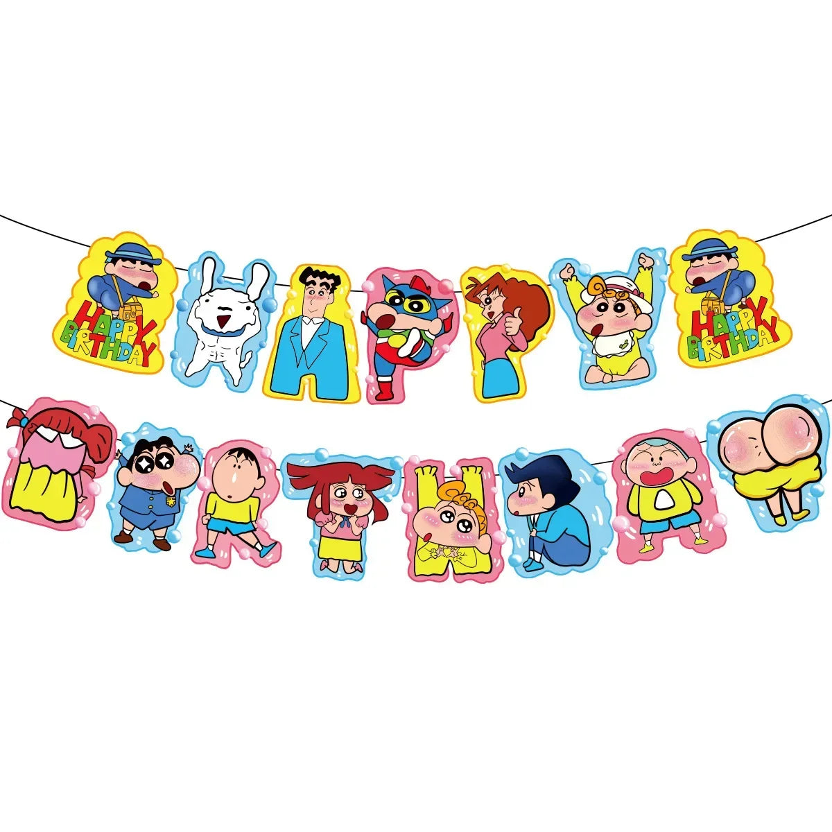 Crayon Shin-chan Birthday Party Disposable Paper plate Cake Topper Hanging Flag Crayon Shin-chan Balloon Birthday Decorations