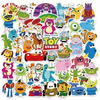 50PCS Disney Officially Licensed Toy Story Waterproof Vinyl Stickers Buzz Lightyear Woody Jessie Rex Alien DIY Decals for Laptop