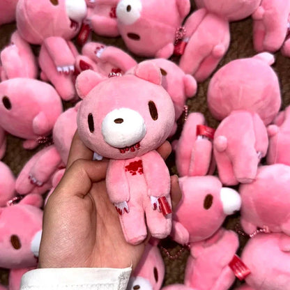 Kawaii Bloodthirsty Bear Keychain Anime Figure Pink Bear Plush Doll Girl Y2k Bag Accessories Doll Children Birthday Gift
