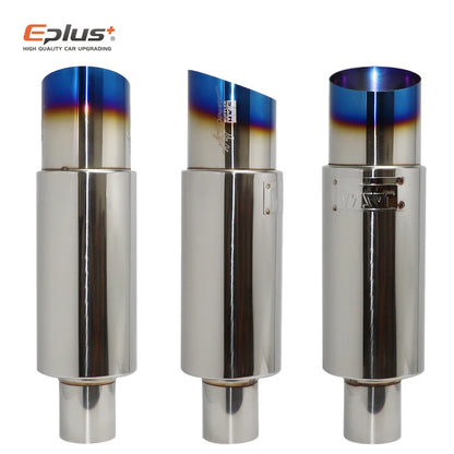 Stainless Steel Car Exhaust Pipe Straight drum Muffler Tail Pipe High Quality Universal O.D 51 57 63mm Outlet 89mm Length 370mm