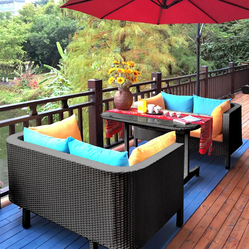 Outdoor Sofa Leisure Set, Garden Terrace Chair, Courtyard Balcony Double , -Woven Outdoor Imitation Rattan Sofa