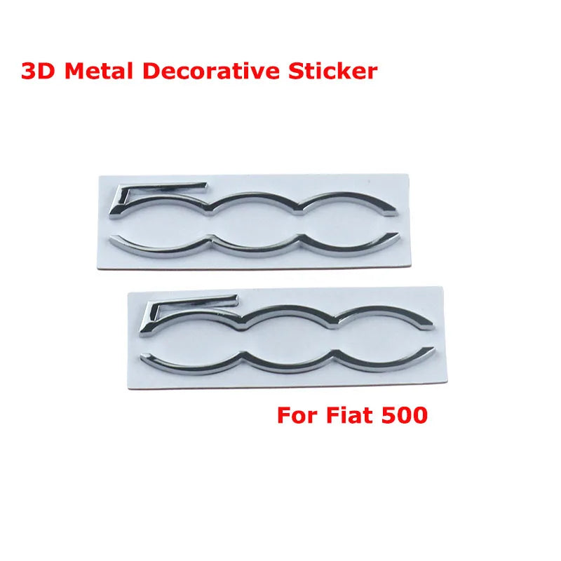 2PCS Metal Decal Car Styling 3D Badge Letter Decorative Stickers For Fiat 500 Punto Bravo Stilo Panda Abarth 124 695 Accessories