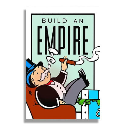 Monopoly Millionaire Money Canvas Decorative Painting Motivational Quote Art Poster Cartoon Figure Mural Home Wall Decor Picture