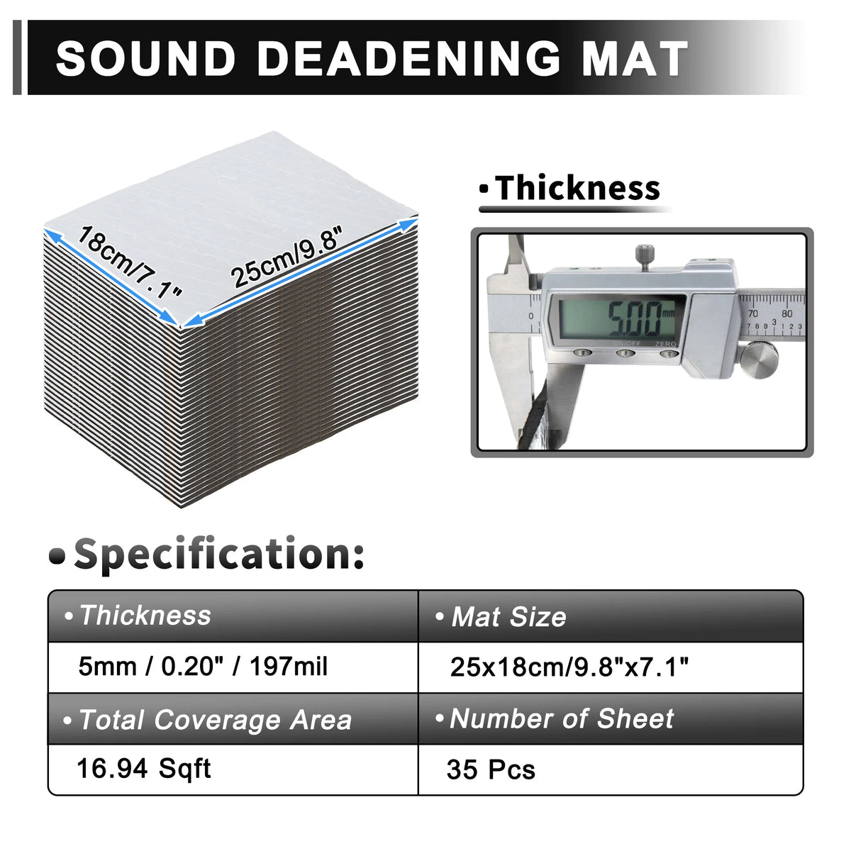 Uxcell 35/25/15pcs Self-Adhesive Sound Deadening Mat for Auto Van Sound Proofing Aluminum Foil Foam Car Thermal Insulator
