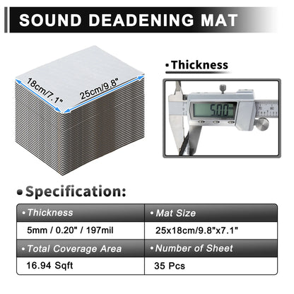 Uxcell 35/25/15pcs Self-Adhesive Sound Deadening Mat for Auto Van Sound Proofing Aluminum Foil Foam Car Thermal Insulator