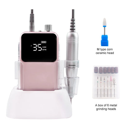 SIMINAIL Rectangle Nail Drill Rechargeable Desktop Base 35000RPM Manicure Electric Machine Nail File Pedicure Cordless Drilling