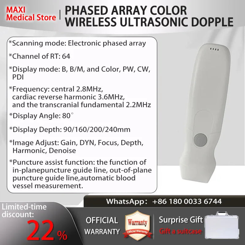 Portable WIFI Ultrasound Scanner Machine Wireless Ultrasound Probe Scanner Machine Support iOS Android Windows Free Suitcase