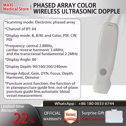 Portable WIFI Ultrasound Scanner Machine Wireless Ultrasound Probe Scanner Machine Support iOS Android Windows Free Suitcase