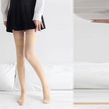High-Quality Glue Dispensing Anti Slip Over Knee Long Socks Compression Women Knee High Hosiery Anti Pilling Female JK Stockings