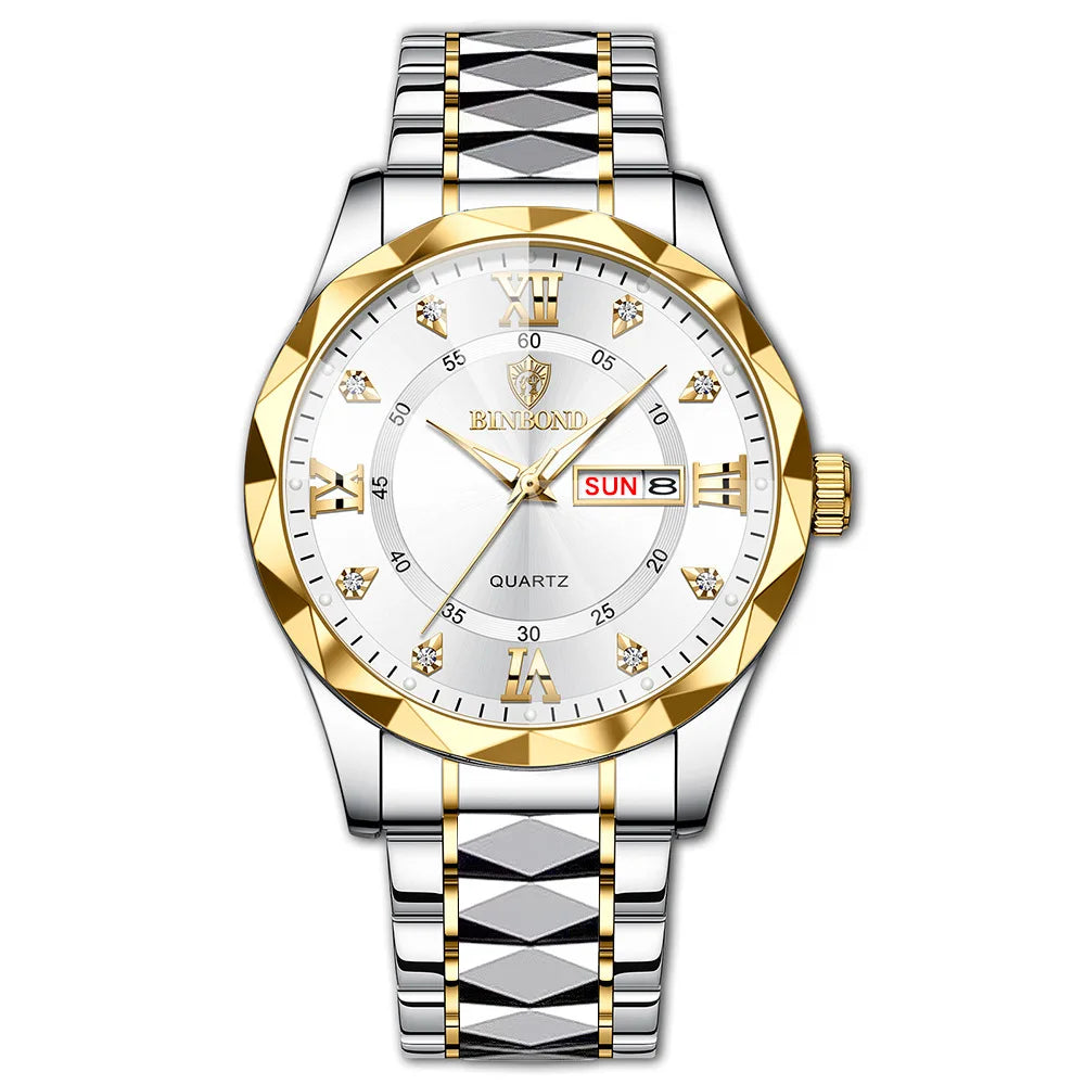 Male Mens Quartz Watches Top Brand Luxury Business Waterproof Luminous Large Dial Men Wristwatches Sports Stainless Steel Watch