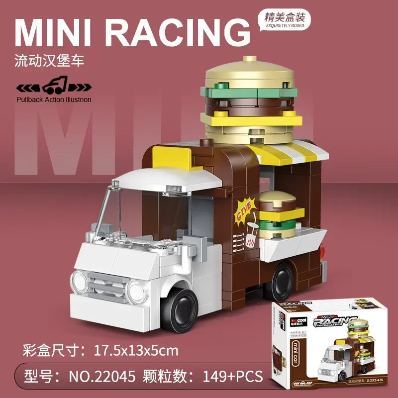 Racing Car Bus Engineering Vehicle Ambulance Pull Back Model Building Blocks Brick Toys Children Boys Compatible With Lego