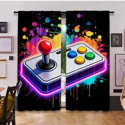 2Pcs Gamer Game Controller Blackout Curtains Bedroom Decor Playroom Living Room For Bedroom Living Room And Office Decor