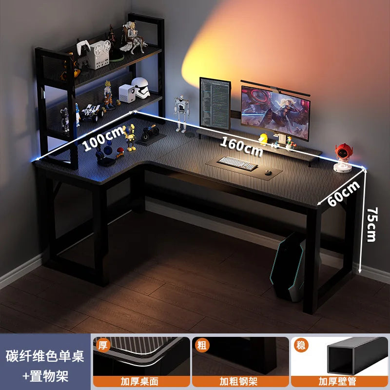 Modern Corner Computer Desk L-shaped Desktop Home E-sports Table Game Desk Bookshelf Bedroom Study Table Office Desk Chair