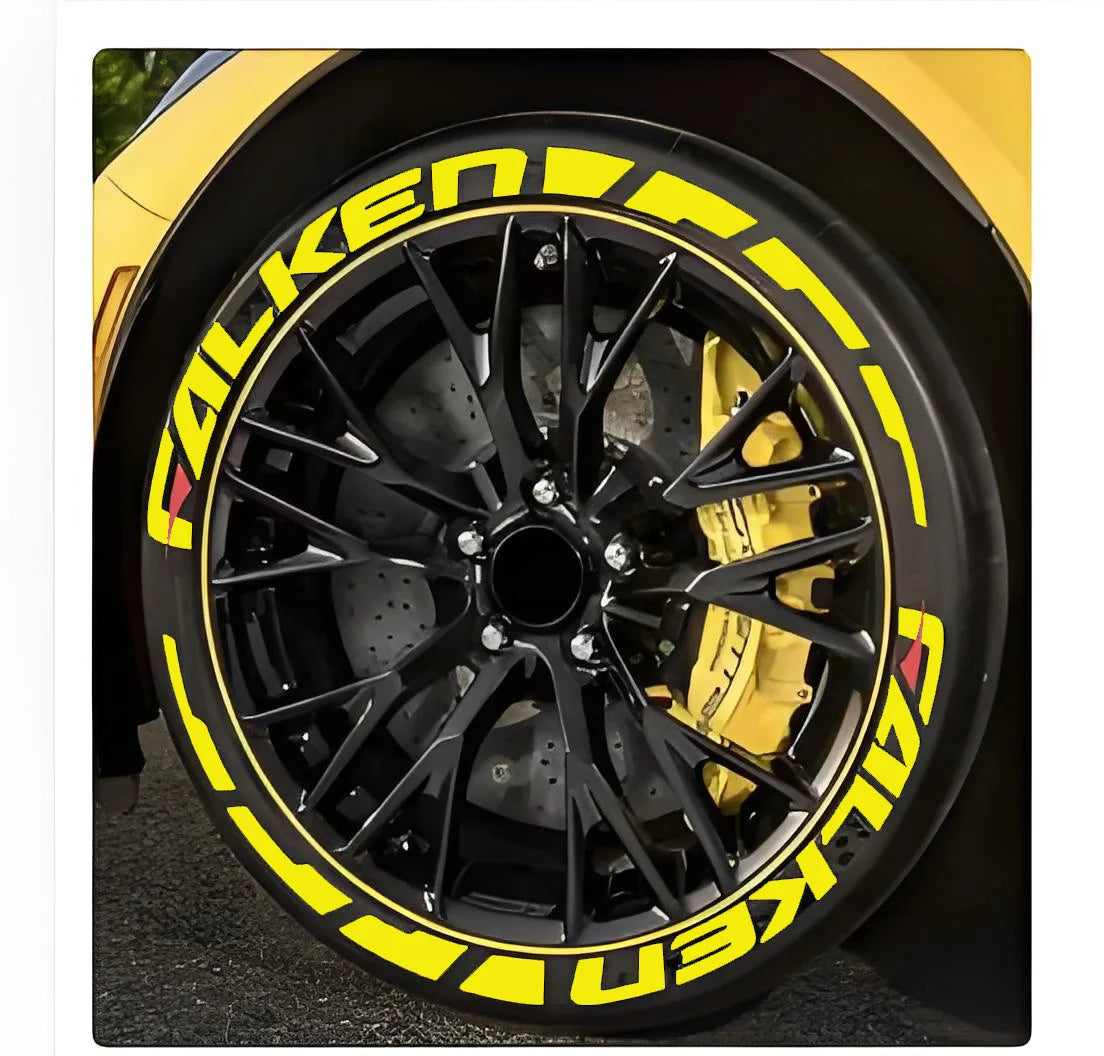 8pcs/lot Car Tire Decor Stickers Car Tuning Universal 3D Permanent PVC Joined Stickers Car Sticker for 4 Wheels Decals