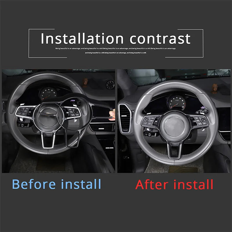 For Porsche Macan Cayenne Panamera 718 911 918 ABS Matt Black Texture Interior Steering Wheel Cover Trim Interior Accessories