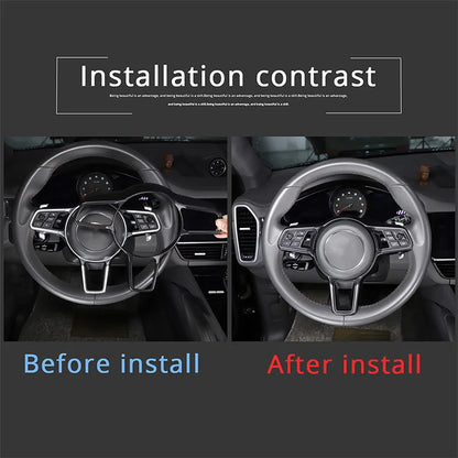 For Porsche Macan Cayenne Panamera 718 911 918 ABS Matt Black Texture Interior Steering Wheel Cover Trim Interior Accessories