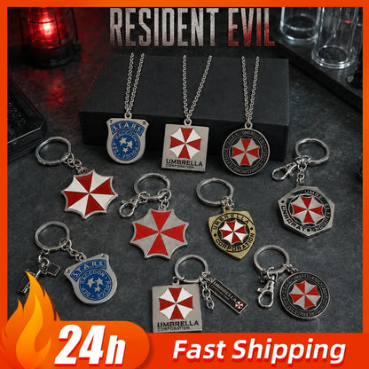 Resident Evil Metal Keychain Necklace Series STARS Badge Pendant 2026 Umbrella Corporation Cosplay Accessory Gift Collectible