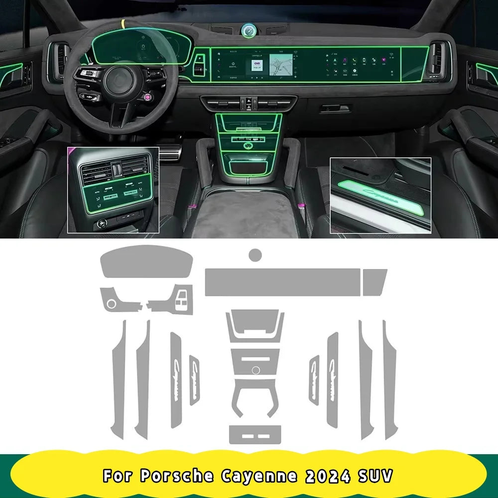 TPU Protective Film For Porsche Cayenne 2024 SUV Coupe 3.0T 4.0T Car Interior Center Console Transparent Anti-scratch Repair