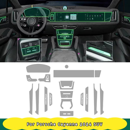 TPU Protective Film For Porsche Cayenne 2024 SUV Coupe 3.0T 4.0T Car Interior Center Console Transparent Anti-scratch Repair